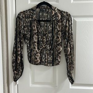 Long-sleeve Snakeskin Blouse